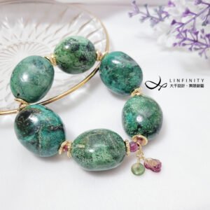 珍稀高瓷綠松石 水墨 西瓜碧璽 古錢招財 大寶石手鍊 單品 禮物