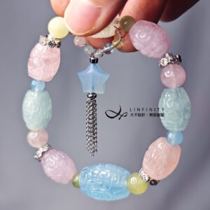 彩虹綠柱石 摩根石 海藍寶 回紋 人緣 吉星高照 手鍊 單品 禮物