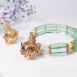 頂級綠螢石 藍月光 精油擴香鏤空魔盒 心輪 招財 事業 手鍊 禮物