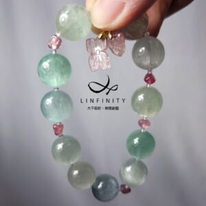 頂級稀有貓眼綠鋰輝石 碧璽 如意 富貴 心輪 手鍊 單品 禮物