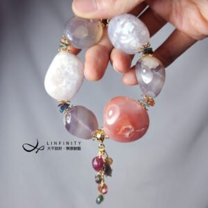 莫藍迪色瑪瑙 碧璽 金魚 如意 招財晶洞 大寶石手鍊 單品 禮物