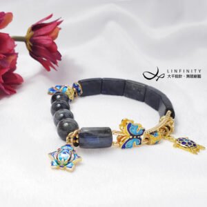 頂級藍光黑拉長石 琺瑯 龜 蓮花 蝴蝶 招財 事業 手鍊 單品 禮物