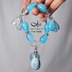 頂級藍玉瓍 拉利瑪 白水晶 貔貅 招財 藍色系寶石 手鍊 單品 禮物