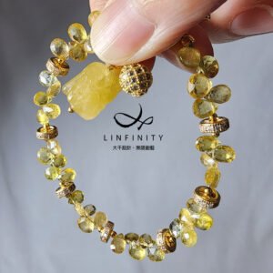 頂級稀有金碧璽 金碧輝煌 金綠柱石 兔 招財 富貴 手鍊 單品 禮物