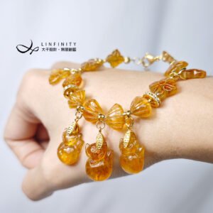 頂級稀有金碧璽 狐仙 幸運 招財 事業 人緣 手鍊 單品 禮物