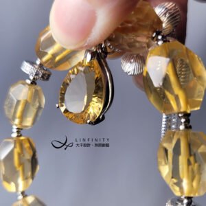 頂級黃水晶 財富之石 鑽面 招財 花 金銀交錯 手鍊 單品 禮物