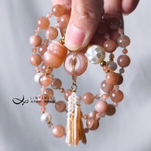 頂級橘月光 貔貅 巴洛克珍珠 古錢招財 3圈手鍊項鍊2用 單品 禮物