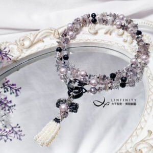 頂級黑超七水晶 黑髮晶 黑瑪瑙 珍珠 4圈手鍊項鍊2用 單品 禮物