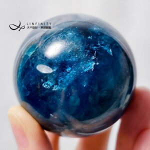 稀有藍磷灰石 紅色帶 晶球擺件 圓滿 收藏 有球必應 單品 禮物