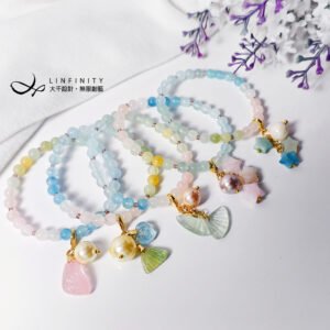 彩虹綠柱石 海藍寶 摩根 貝珠 星星 多寶 七脈輪 手鍊 單品 禮物
