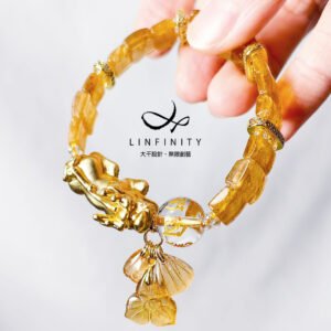 稀有金碧璽 貔貅 六字真言白水晶 幸運 智慧 招財 手鍊 單品 禮物