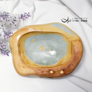 頂級海洋碧玉 石盤 聚寶盆 原石 擺件 招財 收藏級 單品 禮物