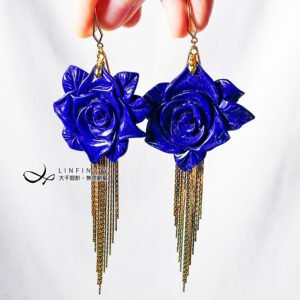 帝王青金石 玫瑰 花開富貴 事業成功 流蘇 大寶石耳環 單品 禮物