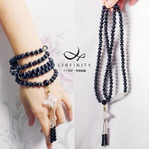 頂級一線黑瑪瑙藥師珠 白水晶天眼 金剛杵 108念珠 8mm 單品 禮物
