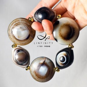 稀有 纏絲瑪瑙 天珠 雙天眼 招財 收藏級 大寶石 手鍊 單品 禮物