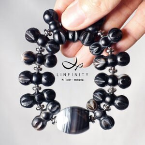 黑瑪瑙 金剛杵 陰陽和諧 趨吉避凶 事業成功 手鍊 單品 禮物