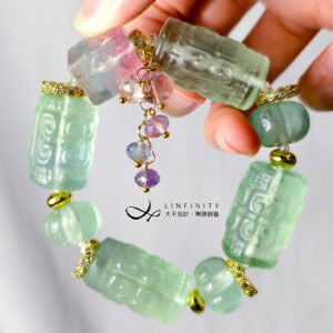頂級螢石 回紋 天圓地方 智慧 心輪 事業 大寶石 手鍊 單品 禮物
