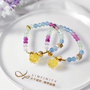 頂級彩虹螢石 花 七脈輪 天圓地方 智慧 招財 手鍊 限量客製 禮物