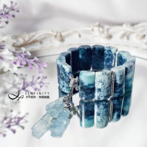 稀有水墨藍銅礦 鳳凰 藍松 海藍寶竹節 古風 漢服 手鍊 單品 禮物