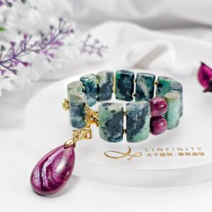 稀有水墨藍銅礦 鳳凰石 綠松石 紅寶石 柳綠花紅 手鍊 單品 禮物