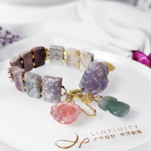 稀有阿拉善瑪瑙 鹽源 彩虹 紫櫻花 貔貅 招財多寶 手鍊 單品 禮物