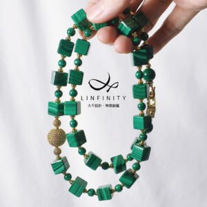 頂級孔雀石 收藏級 天圓地方 天人合一 3圈手鍊項鍊2用 單品 禮物