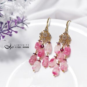 頂級 薔薇輝石 玫瑰石 櫻花雨 貔貅 紅石榴 招財 耳環 單品 禮物