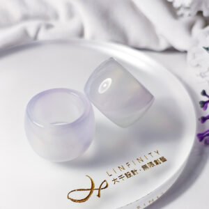 頂級冰白玉瓍 帶紫瑪瑙 招財 大寶石扳指 內徑27mm戒指 收藏 禮物