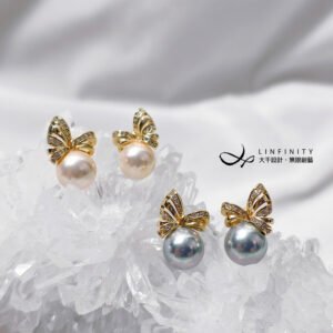 貝珠 優雅 蝴蝶結 節節高升 福氣富貴 耳針/耳釘/耳飾 單品 禮物
