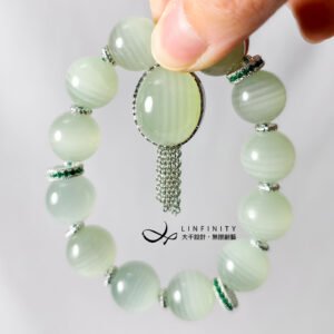 頂級 稀有 綠紋石 綠方解石 蛋面 流蘇 富貴 心輪 手鍊 單品 禮物