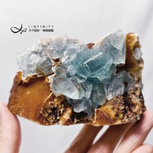 藍螢石共生黃水晶 招財 智慧 收藏 原礦 晶鎮 擺件 單品 禮物