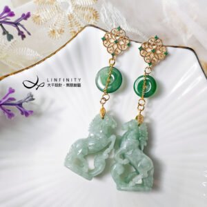 天然翡翠 馬上有錢花 駿業雙馳 招財 事業 大寶石 耳環 單品 禮物